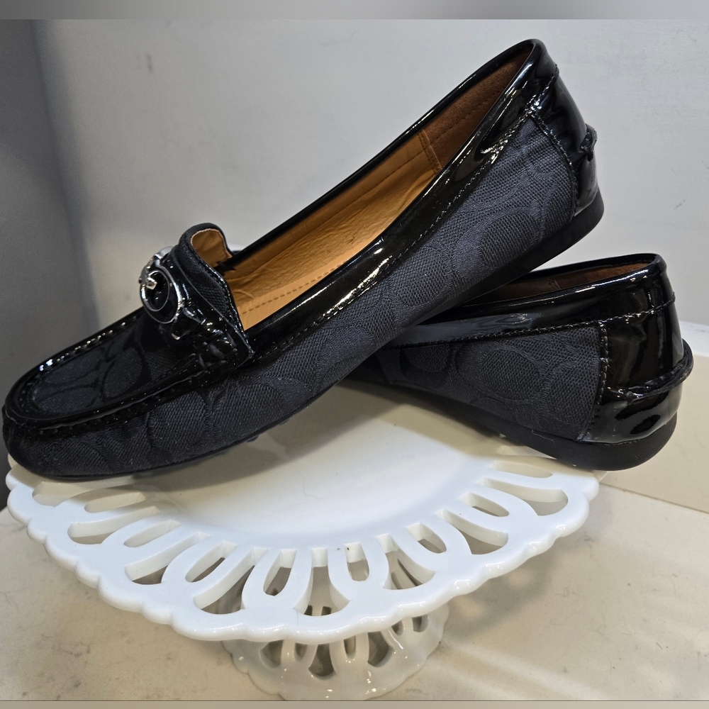 Coach "Fortunata" Black Loafers With Patent Leather Detail.  New With Tags. - Picture 2 of 10